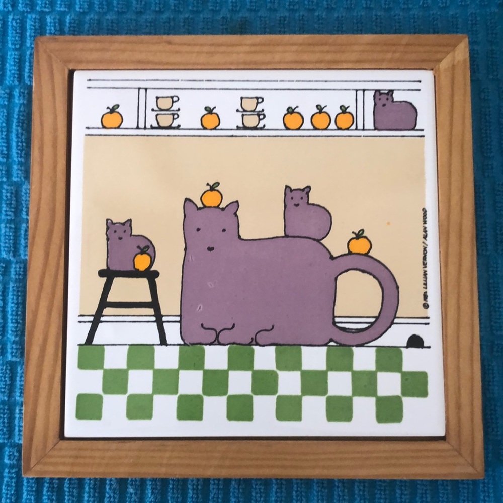 Cat theme Tile/wood Trivet